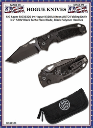 SIG Sauer by Hogue SIG36320 SIG Sauer by Hogue K320A Nitron AUTO Folding Knife 3.5" S30V Black Tanto Plain Blade, Black Polymer Handles SIG Sauer by Hogue SIG36320 SIG Sauer by Hogue K320A Nitron AUTO Folding Knife 3.5" S30V Black Tanto Plain Blade, Black Polymer Handles
