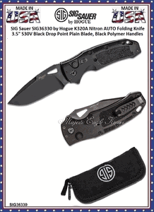 SIG Sauer by Hogue SIG36330 SIG Sauer by Hogue K320A Nitron ABLE Lock Folding Knife 3.5" S30V Black Drop Point Plain Blade, Black Polymer Handles  