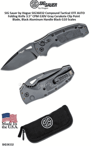 SIG Sauer by Hogue SIG36332 K320A Tactical AUTO Folding Knife 3.5" S30V Black Drop Point Plain Blade, Gray Polymer Handles 