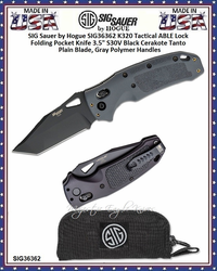 SIG Sauer by Hogue SIG36362 K320 Tactical ABLE Lock Folding Knife 4-1/2" Closed 3-1/2" S30V Black Cerakote Tanto Plain Blade, Gray Polymer Handles, AXIS/Crossbar Lock Pocket Knife SIG Sauer by Hogue SIG36362 K320 Tactical ABLE Lock Folding Knife 4-1/2" Closed 3-1/2" S30V Black Cerakote Tanto Plain Blade, Gray Polymer Handles, AXIS/Crossbar Lock Pocket Knife