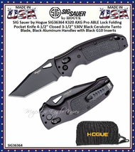 SIG Sauer by Hogue SIG36364 K320 AXG Pro ABLE Lock Folding Knife 4-1/2" Closed 3.5" S30V Black Cerakote Tanto Blade, Black Aluminum Handles with Black G10 Inserts, AXIS/Crossbar Lock SIG Sauer by Hogue SIG36364 K320 AXG Pro ABLE Lock Folding Knife 4-1/2" Closed 3.5" S30V Black Cerakote Tanto Blade, Black Aluminum Handles with Black G10 Inserts, AXIS/Crossbar Lock