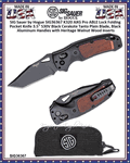 SIG Sauer by Hogue SIG36367 K320 AXG Pro ABLE Lock Folding Knife 4-1/2" Closed 3-1/2" S30V Black Cerakote Tanto Plain Blade, Black Aluminum Handles with Heritage Walnut Wood Inserts, AXIS/Crossbar Lock 