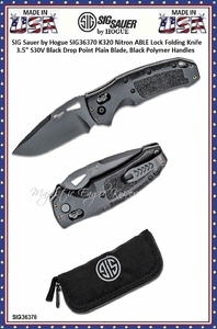 SIG Sauer by Hogue SIG36370 K320 Nitron ABLE Lock Folding Knife 3.5" S30V Black Drop Point Plain Blade, Black Polymer Handles SIG Sauer by Hogue SIG36370 K320 Nitron ABLE Lock Folding Knife 3.5" S30V Black Drop Point Plain Blade, Black Polymer Handles