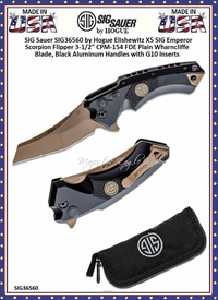 SIG Sauer by Hogue SIG36560 Elishewitz X5 SIG Emperor Scorpion Flipper 3.5" CPM-154 FDE Plain Wharncliffe Blade, Black Aluminum Handles with G10 Inserts, Button Lock SIG Sauer by Hogue SIG36560 Elishewitz X5 SIG Emperor Scorpion Flipper 3.5" CPM-154 FDE Plain Wharncliffe Blade, Black Aluminum Handles with G10 Inserts, Button Lock