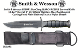Smith & Wesson CKSUR1 Duo Clang SEARCH RESCUE Survival Knife 10-1/2" Overall 6" 7Cr17MoV Stainless Steel Sandblasted Coating Fixed Plain Blade w/Tactical Nylon Sheath