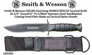 Smith & Wesson CKSUR1 Duo Clang SEARCH RESCUE Survival Knife 10-1/2" Overall 6" 7Cr17MoV Stainless Steel Sandblasted Coating Fixed Plain Blade w/Tactical Nylon Sheath Smith & Wesson CKSUR1 Duo Clang SEARCH RESCUE Survival Knife 10-1/2" Overall 6" 7Cr17MoV Stainless Steel Sandblasted Coating Fixed Plain Blade w/Tactical Nylon Sheath