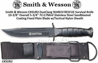 Smith & Wesson CKSUR2 Duo Clang SEARCH RESCUE Survival Knife 10-1/2" Overall 6" 7Cr17MoV Stainless Steel Sandblasted Coating Fixed Plain Blade w/Tactical Nylon Sheath Smith & Wesson CKSUR2 Duo Clang SEARCH RESCUE Survival Knife 10-1/2" Overall 6" 7Cr17MoV Stainless Steel Sandblasted Coating Fixed Plain Blade w/Tactical Nylon Sheath