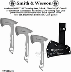 Smith & Wesson SW1117231 Hawkeye Throwing Axes w/10i" Full Tang Stainless Steel Design, Bottle Opener and Nylon Sheath for Recreation and Competition, 3 pack
