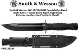 Smith & Wesson SW1122584 M&P Specials Ops Fixed Blade Knife 7" Black Bowie Blade, Rubberized Polymer Handles, Hard Synthetic Sheath 