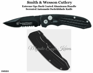Smith & Wesson SW50BS Extreme Ops Automatic Aluminum Handle Black Combo-Blade Knife