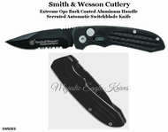 Smith & Wesson SW50BS Extreme Ops Automatic Aluminum Handle Black Combo-Blade Knife Smith & Wesson SW50BS Extreme Ops Automatic Aluminum Handle Black Combo-Blade Knife
