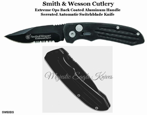 Smith & Wesson SW50BS Extreme Ops Automatic Aluminum Handle Black Combo-Blade Knife
