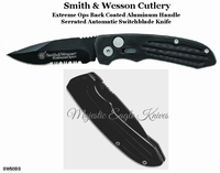 Smith & Wesson SW50BS Extreme Ops Automatic Aluminum Handle Black Combo-Blade Knife Smith & Wesson SW50BS Extreme Ops Automatic Aluminum Handle Black Combo-Blade Knife