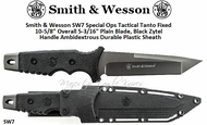 Smith & Wesson SW7 Special Ops Tactical Tanto Fixed 10-5/8" Overall 5-3/16" Plain Blade, Black Zytel Handle Ambidextrous Durable Plastic Sheath Smith & Wesson SW7 Special Ops Tactical Tanto Fixed 10-5/8" Overall 5-3/16" Plain Blade, Black Zytel Handle Ambidextrous Durable Plastic Sheath