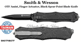Smith & Wesson SWOTF9B OTF Assist, Finger Actuator, Black Spear Point Blade Knife