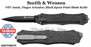 Smith & Wesson SWOTF9B OTF Assist, Finger Actuator, Black Spear Point Blade Knife Smith & Wesson SWOTF9B OTF Assist, Finger Actuator, Black Spear Point Blade Knife
