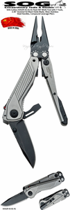 SOG Cutlery SOG29-55-01-41 Flash MT Multi-Tool with 7 Tools, 2.36" Assisted D2 Black Oxide Blade, Silver Stainless Steel Handles, Compound Leverage Pliers 