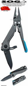SOG Cutlery SOG29-55-02-41 Flash MT Multi-Tool with 7 Tools, 2.36" Assisted D2 Black Oxide Blade, Urban Gray Stainless Steel Handles, Compound Leverage Pliers