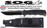 SOG Cutlery SOGE37T SEAL Pup Elite Black TiNi Tactical Hunter 4.85 Combo Blade w/Nylon Sheath 
