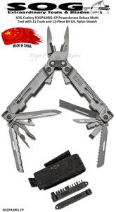 SOG Cutlery SOGPA2001-CP PowerAccess Deluxe Multi-Tool w/21 Tools and 12-Piece Bit Kit, Nylon Sheath 
