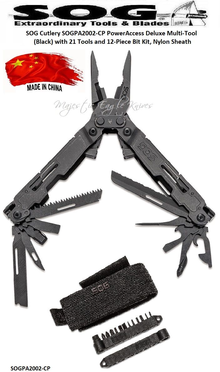 SOG Cutlery SOGPA2002CP PowerAccess Deluxe MultiTool (Black) with 21
