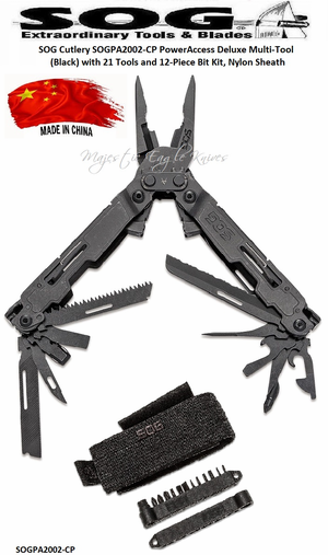 SOG Cutlery SOGPA2002-CP PowerAccess Deluxe Multi-Tool (Black) with 21 Tools and 12-Piece Bit Kit, Nylon Sheath SOG Cutlery SOGPA2002-CP PowerAccess Deluxe Multi-Tool (Black) with 21 Tools and 12-Piece Bit Kit, Nylon Sheath