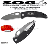 SOG Cutlery SOGSP-51 SlipZilla Folding Pocket Knife 3.2" Satin Plain Blade, G10 Handles