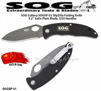 SOG Cutlery SOGSP-51 SlipZilla Folding Pocket Knife 3.2" Satin Plain Blade, G10 Handles