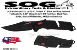 SOG Knives SOG11-12-01-41 Trident AT Black and Red Assisted Folding Pocket Knife 4" Closed 3-3/4" D2 Tool Steel Black Plain Blade, Black GRN Handles, SOG Knives AXIS/Crossbar Lock 