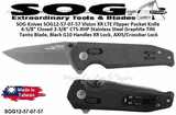 SOG Knives SOG12-57-07-57 Vision XR LTE Flipper Pocket Knife 4-5/8" Closed 3-3/8" CTS-XHP Stainless Steel Graphite TiNi Tanto Blade, Black G10 Handles XR Lock, AXIS/Crossbar Lock 