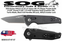 SOG Knives SOG12-57-07-57 Vision XR LTE Flipper Pocket Knife 4-5/8" Closed 3-3/8" CTS-XHP Stainless Steel Graphite TiNi Tanto Blade, Black G10 Handles XR Lock, AXIS/Crossbar Lock 