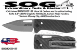 SOG Knives SOG12-63-01-57 Ultra XR Carbon and Graphite Folding Knife 2.8" S35VN Graphite TiNi Blade, Carbon Fiber Handles, Titanium Money Clip, AXIS/Crossbar Lock 