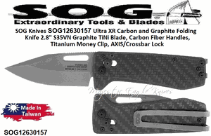 SOG Knives SOG12-63-01-57 Ultra XR Carbon and Graphite Folding Knife 2.8" S35VN Graphite TiNi Blade, Carbon Fiber Handles, Titanium Money Clip, AXIS/Crossbar Lock 