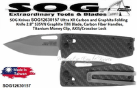 SOG Knives SOG12-63-01-57 Ultra XR Carbon and Graphite Folding Knife 2.8" S35VN Graphite TiNi Blade, Carbon Fiber Handles, Titanium Money Clip, AXIS/Crossbar Lock 