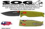 SOG Knives SOG12-79-03-57 Altair XR Folding Pocket Knife 4" Closed 3-3/16" 3.19" 154CM Black TiNi Drop Point Blade, Field Green GRN Handles XR Lock, AXIS/Crossbar Lock 