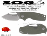 SOG Knives SOG14-03-01-57 Stout FLK Flipper Framelock Pocket Knife, 3-3/4" Closed 2-5/8" Closed Cryo D2 Tool Steel Olive Drab Green G-10 Handle 