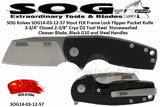 SOG Knives SOG14-03-11-57 Stout FLK Frame Lock Flipper Pocket Knife 3-3/4" Closed 2-3/8" Cryo D2 Tool Steel Stonewashed Cleaver Blade, OD Green G10 and Steel Handles 