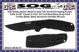 SOG Knives SOG15-38-02-57 SOG-TAC AU AUTO Folding Pocket Knife 4-5/8" Closed 3-7/16" D2 Tool Steel Black Drop Point Combo Blade, Black Aluminum Handles XR Lock