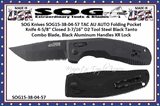 SOG Knives SOG15-38-04-57 TAC AU AUTO Folding Pocket Knife 4-5/8" Closed 3-7/16" D2 Tool Steel Black Tanto Combo Blade, Black Aluminum Handles XR Lock 
