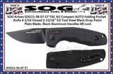 SOG Knives SOG15-38-07-57 TAC AU Compact AUTO Folding Pocket Knife 4-1/16 Closed 2-15/16" D2 Tool Steel Black Drop Point Plain Blade, Black Aluminum Handles XR Lock 