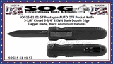 SOG� Knives SOG15-61-0-1-57 Pentagon AUTO OTF Pocket Knife 5-1/4" Closed 3-3/4" S35VN Black Double Edge Dagger Blade, Black Aluminum Handles