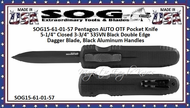 SOG� Knives SOG15-61-0-1-57 Pentagon AUTO OTF Pocket Knife 5-1/4" Closed 3-3/4" S35VN Black Double Edge Dagger Blade, Black Aluminum Handles
