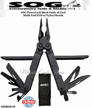 SOG Knives SOGB63N-CP SOG PowerLock EOD w/V-Cutter Black Oxide Finish Multi-Tool & Nylon Sheath
