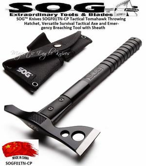 SOG™ Knives SOGF01TN-CP Tactical Tomahawk Throwing Hatchet, 15-3/4" Overall Versatile Survival Tactical Axe and Emergency Breaching Tool w/Ballistic Nylon Sheath SOG™ Knives SOGF01TN-CP Tactical Tomahawk Throwing Hatchet, 15-3/4" Overall Versatile Survival Tactical Axe and Emergency Breaching Tool w/Ballistic Nylon Sheath