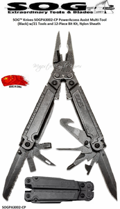 SOG� Knives SOGPA3002-CP PowerAccess Assist Multi-Tool (Black) w/21 Tools and 12-Piece Bit Kit, Nylon Sheath 