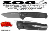 SOG� Knives SOGTM1032-BX Black Carbon Fiber & Graphite 4-3/16 Closed 2.95" Terminus XR LTE S35VN Stainless Steel Blade Pocket Knife