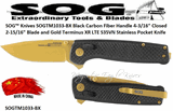 SOG� Knives SOGTM1033-BX Black Carbon Fiber Handle 4-3/16" Closed 2-15/16" Blade and Gold Terminus XR LTE S35VN Stainless Pocket Knife