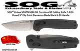 SOG� Knives SOGTM1042-BX  Terminus XR Folding Pocket Knife 7-3/16 Closed 3" Clip Point Damascus Blade Black G-10 Handle