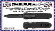 SOG15-61-02-57 Pentagon AUTO OTF Pocket Knife 5-1/4" Closed 3-3/4" S35VN Black Double Edge Dagger Blade, Flat Dark Earth Aluminum Handles