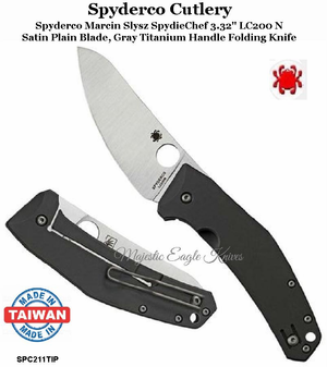 Spyderco Cutlery Spyderco SPC211TIP Spyderco Spydie Chef Knife, 3.32 Inch LC200N Ball Bearing Steel Blade, Titanium Handle Spyderco Cutlery Spyderco SPC211TIP Spyderco Spydie Chef Knife, 3.32 Inch LC200N Ball Bearing Steel Blade, Titanium Handle